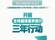 再发力！我国开展全民健康素养提升三年行动